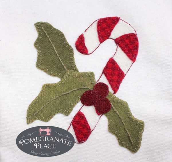 Wool Candy Cane Applique